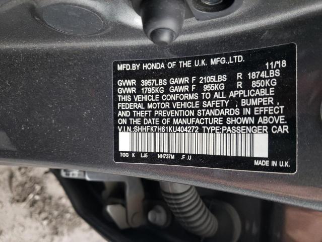 SHHFK7H61KU404272 Honda CIVIC EX