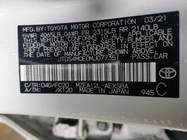 JTDS4MCE0MJ077351 Toyota COROLLA SE