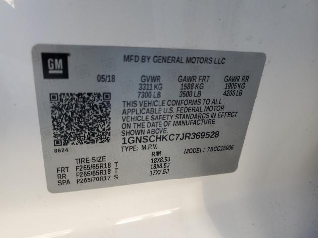 1GNSCHKC7JR369528 Chevrolet Suburban C1500 Lt
