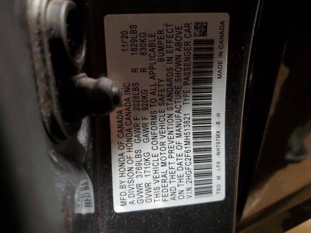 2HGFC2F61MH513821 Honda Civic Lx