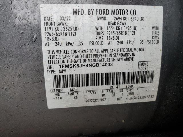 1FMSK8JH4NGB14003 Ford Explorer Timberline