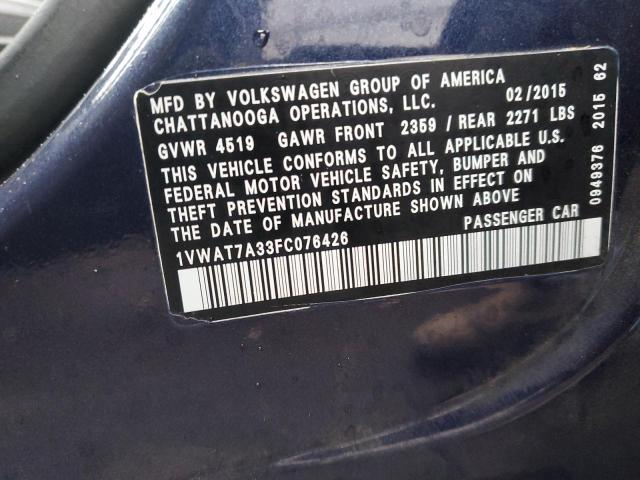 1VWAT7A33FC076426 Volkswagen PASSAT S