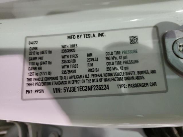 5YJ3E1EC3NF235234 Tesla MODEL 3