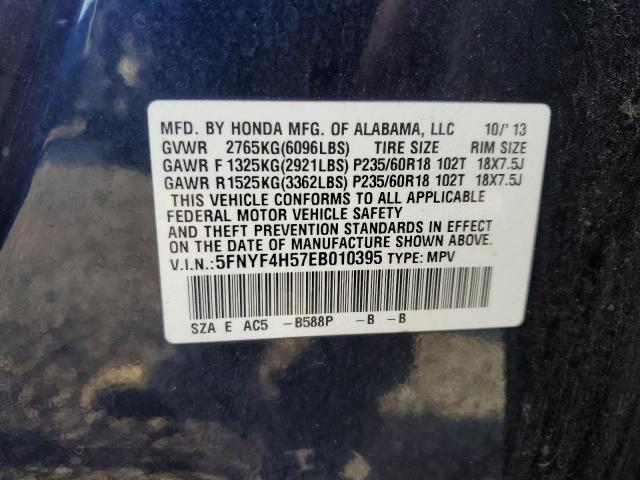5FNYF4H57EB010395 Honda PILOT EXL
