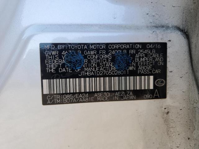 JTHBA1D27G5028011 Lexus IS 200T