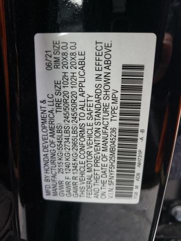 5FNYF5H25MB045236 Honda PILOT SE