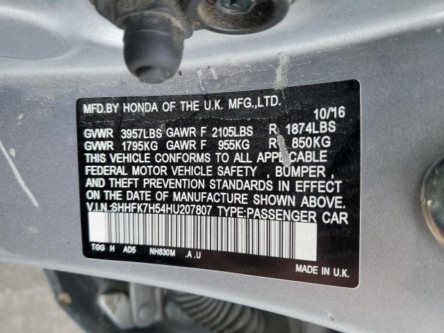 SHHFK7H54HU207807 Honda CIVIC EX