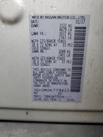 5N1AT2MV2HC779422 Nissan ROGUE SV