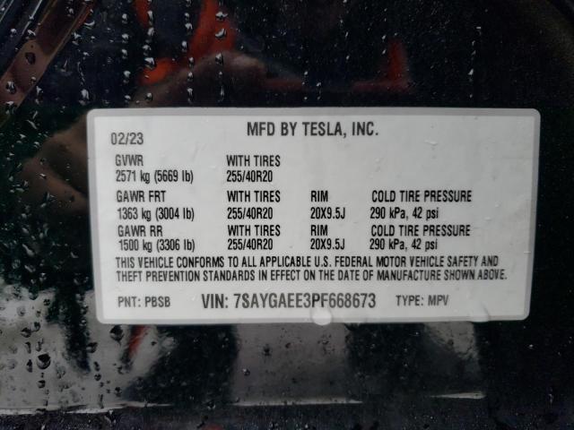 7SAYGAEE3PF668673 Tesla Model Y
