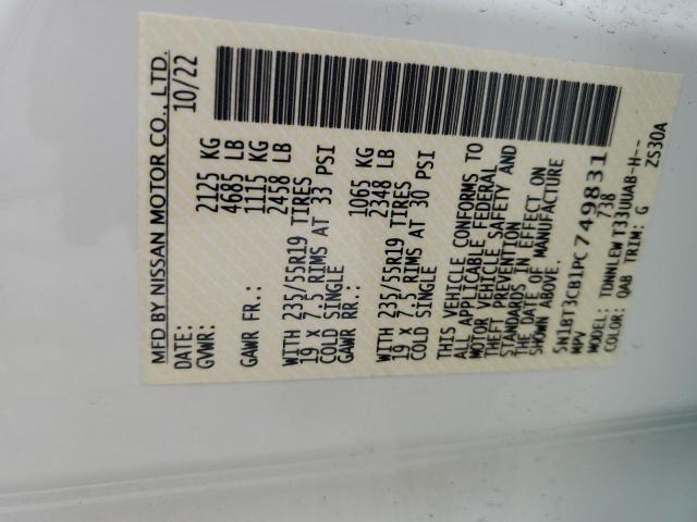 5N1BT3CB1PC749831 Nissan Rogue Sl