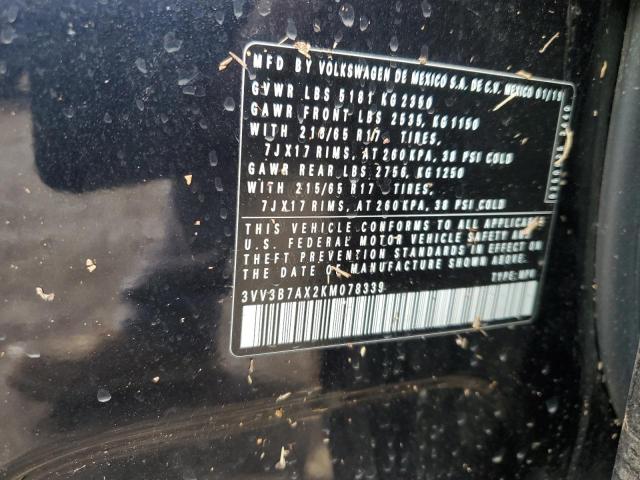 3VV3B7AX2KM078339 Volkswagen TIGUAN SE