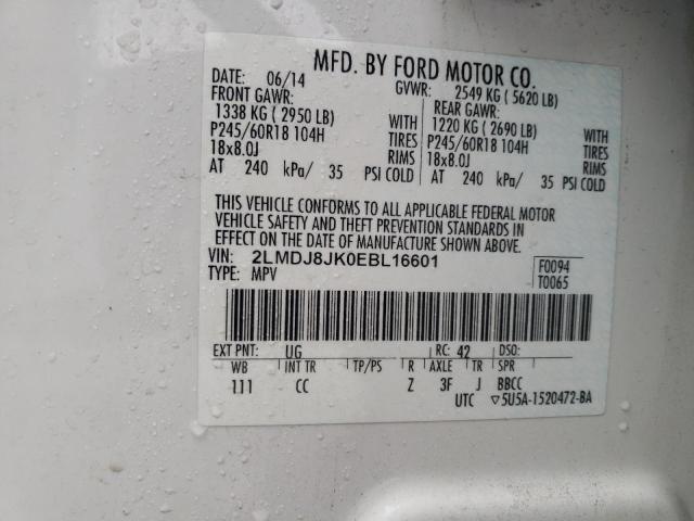 2LMDJ8JK0EBL16601 Lincoln MKX