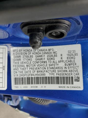 2HGFC2F89LH543889 Honda Civic Sport