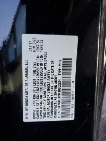 5FNRL6H94JB002924 Honda Odyssey Elite