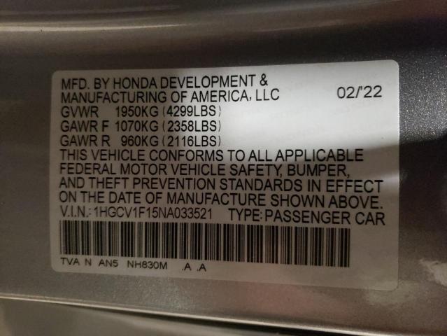 Honda ACCORD LX 2022 1HGCV1F15NA033521 Image 13