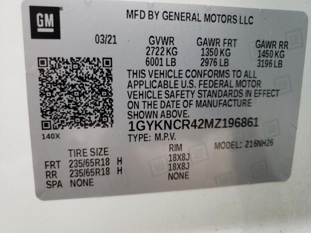1GYKNCR42MZ196861 Cadillac Xt5 Premium Luxury