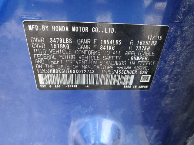 JHMGK5H76GX012743 Honda FIT EX