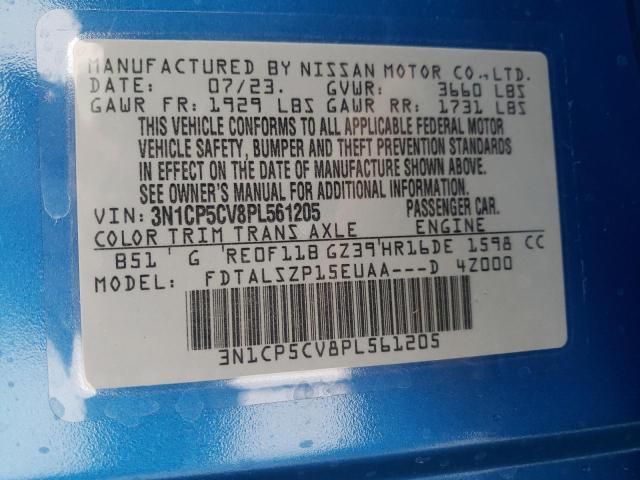 3N1CP5CV8PL561205 Nissan KICKS SV