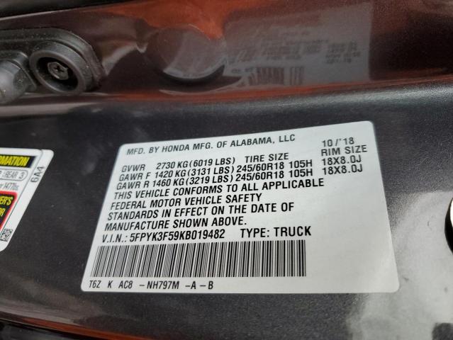 5FPYK3F59KB019482 Honda Ridgeline Rtl