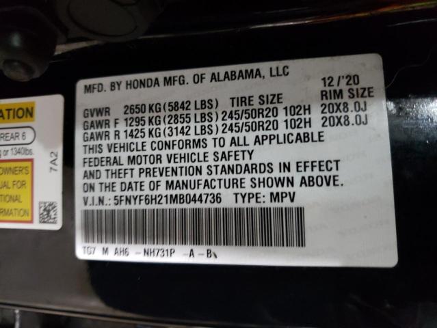 5FNYF6H21MB044736 Honda PILOT SE