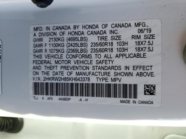 2HKRW2H85KH643378 Honda CR-V EXL