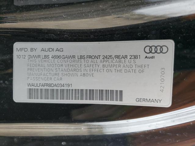 Auction sale of the 2013 Audi A5 Premium Plus , vin: WAULFAFR8DA034191, lot number: 182595483