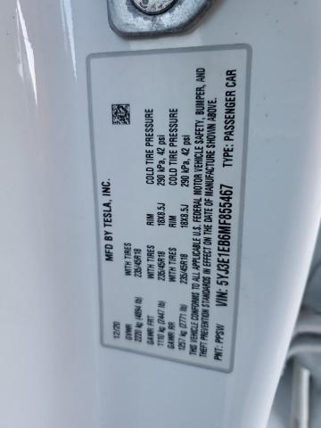 5YJ3E1EB6MF855467 Tesla MODEL 3