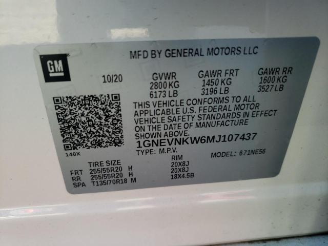 1GNEVNKW6MJ107437 Chevrolet Traverse High Country