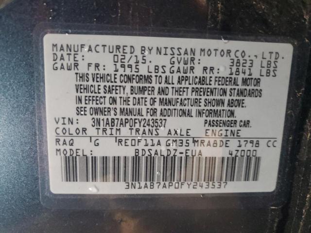3N1AB7AP0FY243537 Nissan SENTRA S