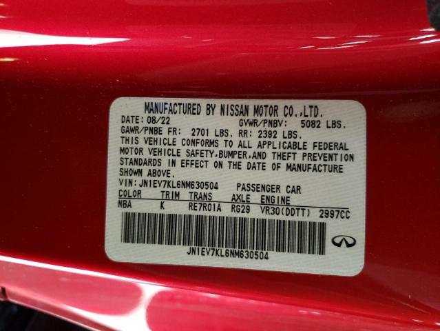 JN1EV7KL6NM630504 Infiniti Q60 Luxe