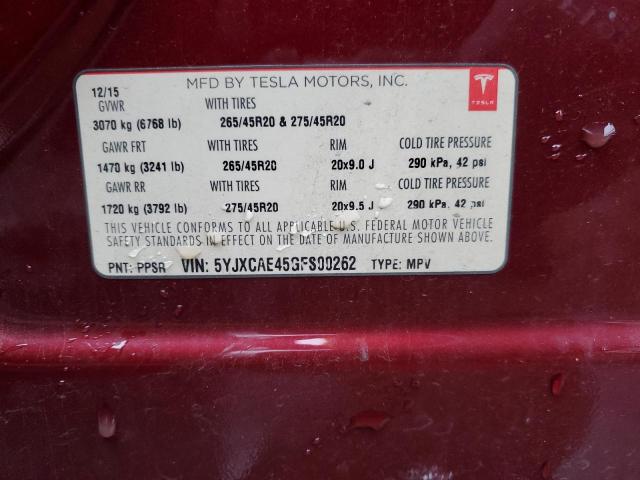 5YJXCAE45GFS00262 Tesla MODEL X