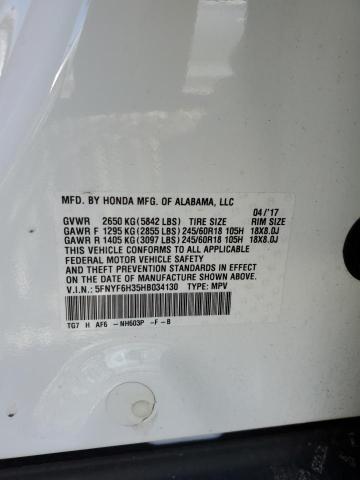 5FNYF6H35HB034130 Honda Pilot Ex