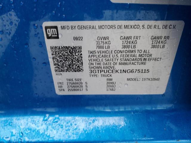 3GTPUCEK1NG675115 GMC Sierra K1500 Elevation