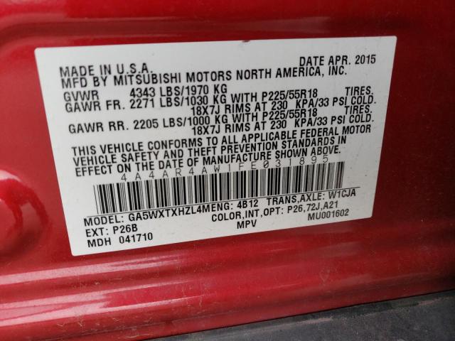 4A4AR4AW1FE031895 Mitsubishi Outlander Sport Se