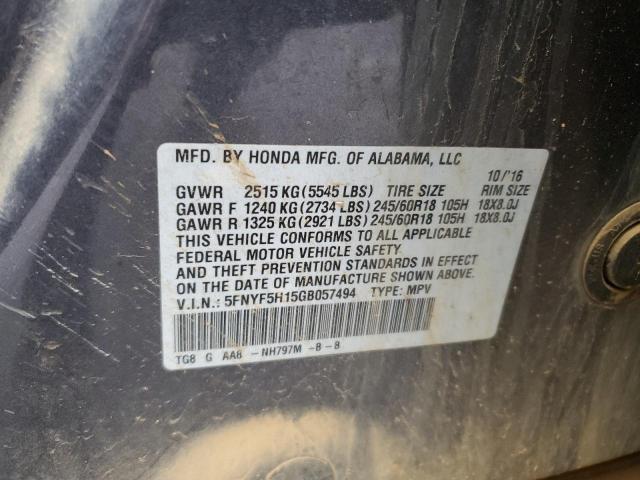 5FNYF5H15GB057494 Honda PILOT LX