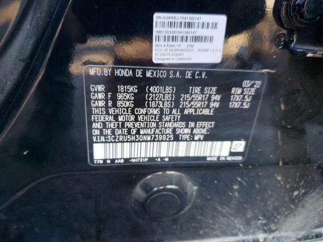 3CZRU5H30NM739925 Honda HR-V LX