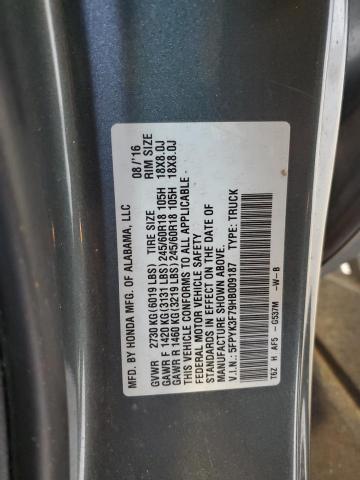 5FPYK3F79HB009187 Honda Ridgeline Rtl