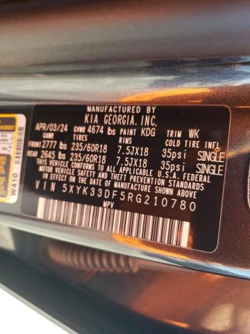 5XYK33DF5RG210780 KIA gdi theta iii