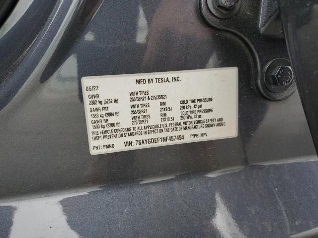 7SAYGDEF1NF457494 Tesla 2022