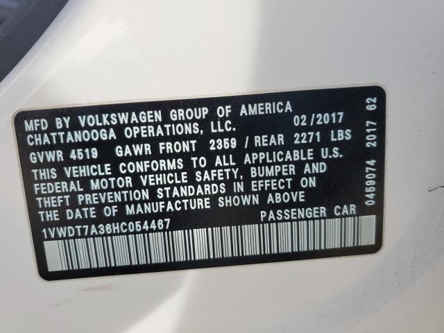 1VWDT7A36HC054467 Volkswagen PASSAT R-L