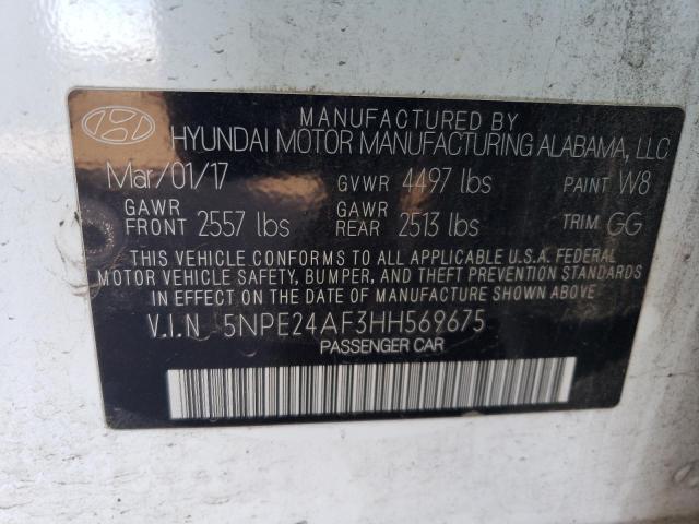 5NPE24AF3HH569675 Hyundai 2017