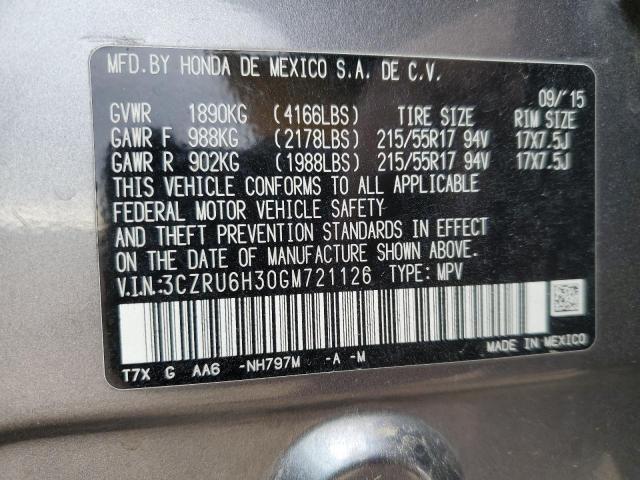 3CZRU6H30GM721126 Honda r18z9
