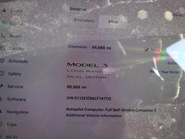 5YJ3E1EB8LF741713 Tesla MODEL 3