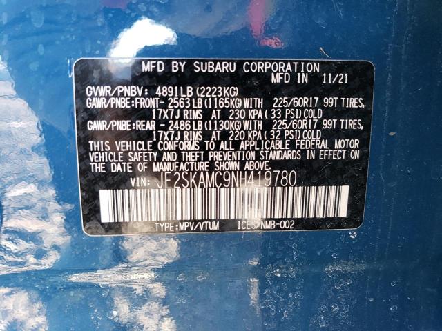 JF2SKAMC9NH419780 Subaru FORESTER W