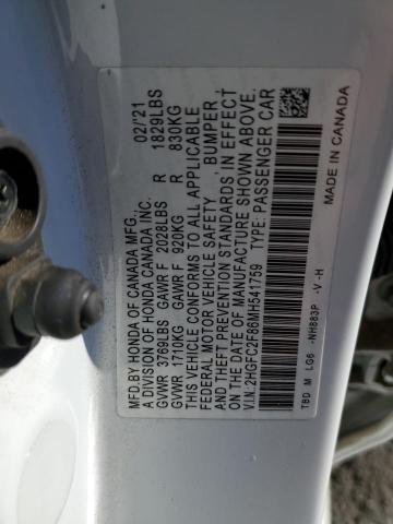 2HGFC2F86MH541759 Honda k20c2