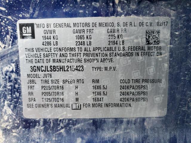 3GNCJLSB5HL215423 Chevrolet TRAX 1LT