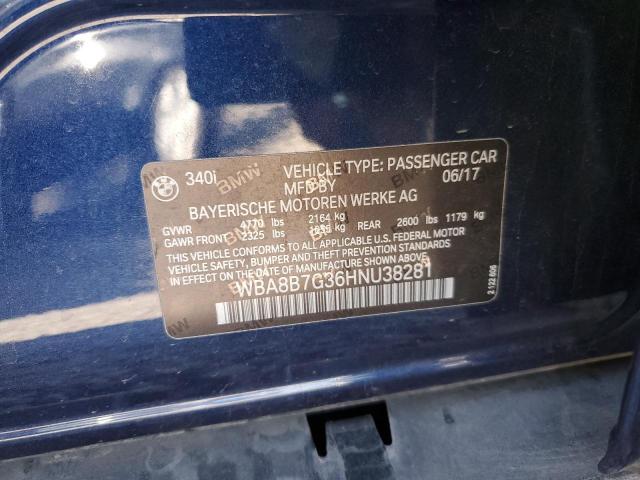 WBA8B7G36HNU38281 BMW 340 XI