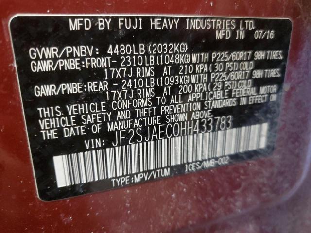 JF2SJAEC0HH433783 Subaru naturally aspirated u5