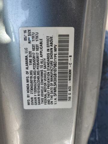 5FNRL5H3XGB107983 Honda ODYSSEY SE