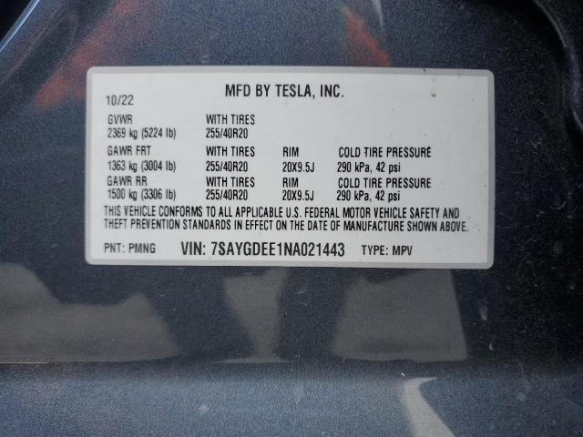 7SAYGDEE1NA021443 Tesla Model Y